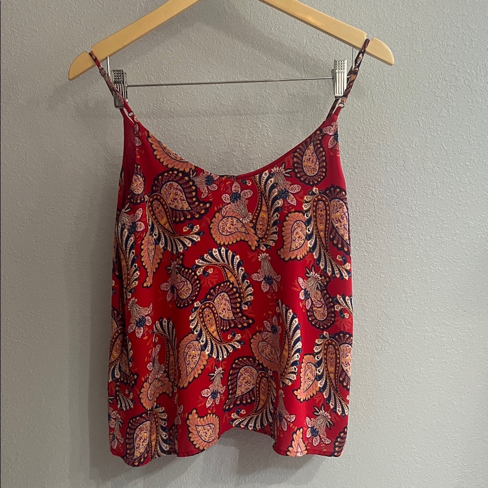 Lush Red Paisley Camisole Top